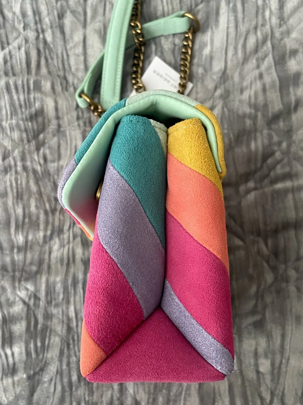 🌈 Kurt Geiger London Kensington Colorblock Suede Bag NWT